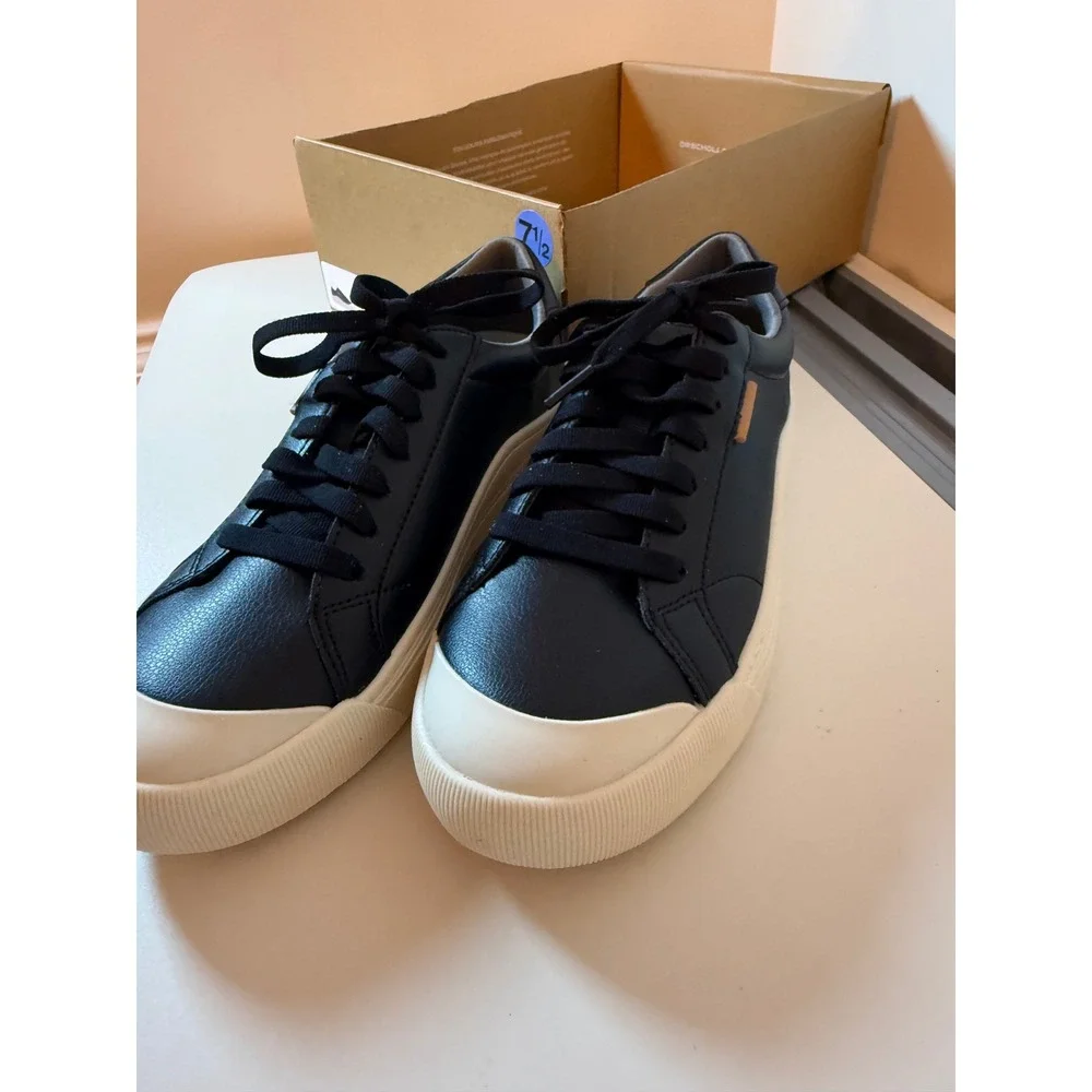 Dr. Scholls Time Off Sneaker Womens 7.5 Black Platform Lace Up Walking Shoe